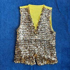 90s gold sequin vest tank top